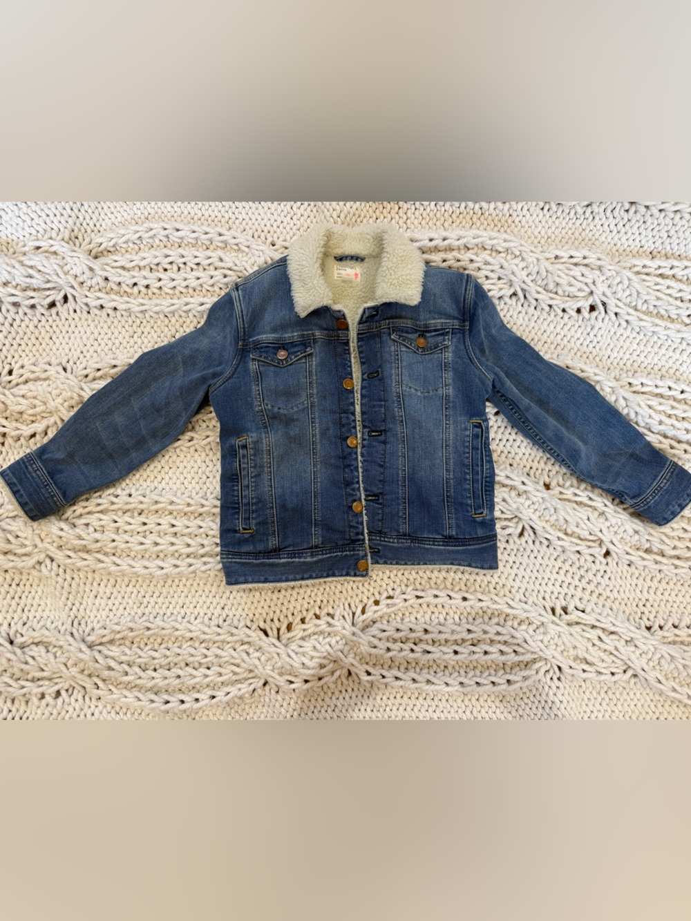 J. Crew Kids Denim Jacket with Cream Sherpa Collar